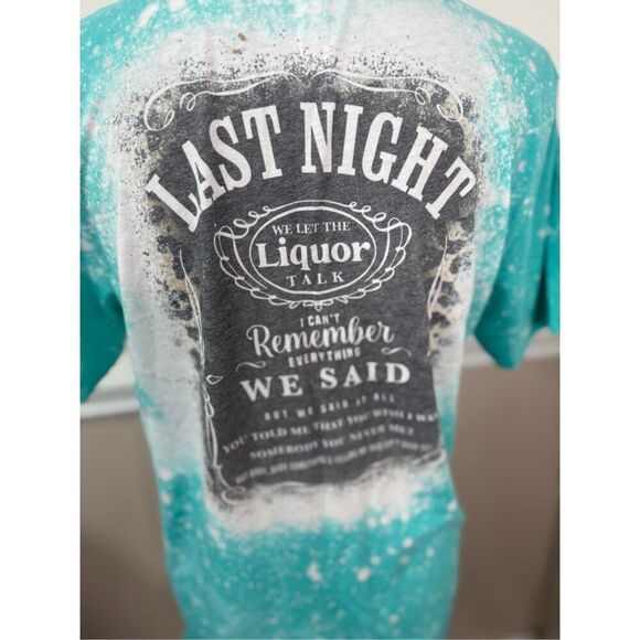 Morgan Wallen Teal Acid Wash Graphic Tee Size Medium - Picture 4 of 7